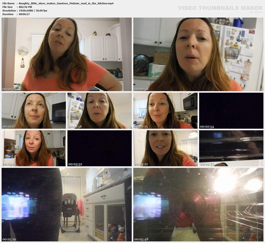 Naughty little slave makes Giantess Melanie mad in the kitchen