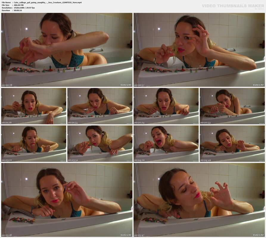 Cute college gal going naughty - Sea Creature GIANTESS Vore