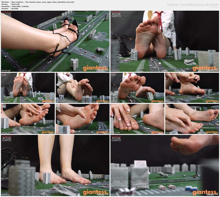 Noon Giantess - The Giantess goes crazy again chaos unleashed once