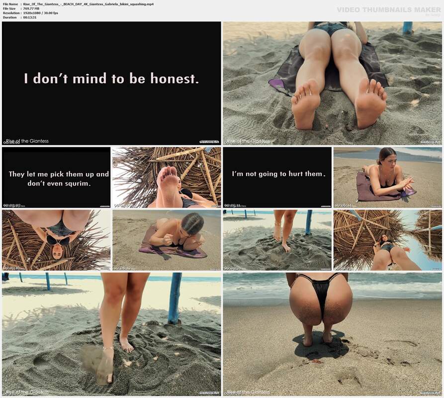 Rise Of The Giantess - BEACH DAY 4K Giantess Gabriela bikini squashing