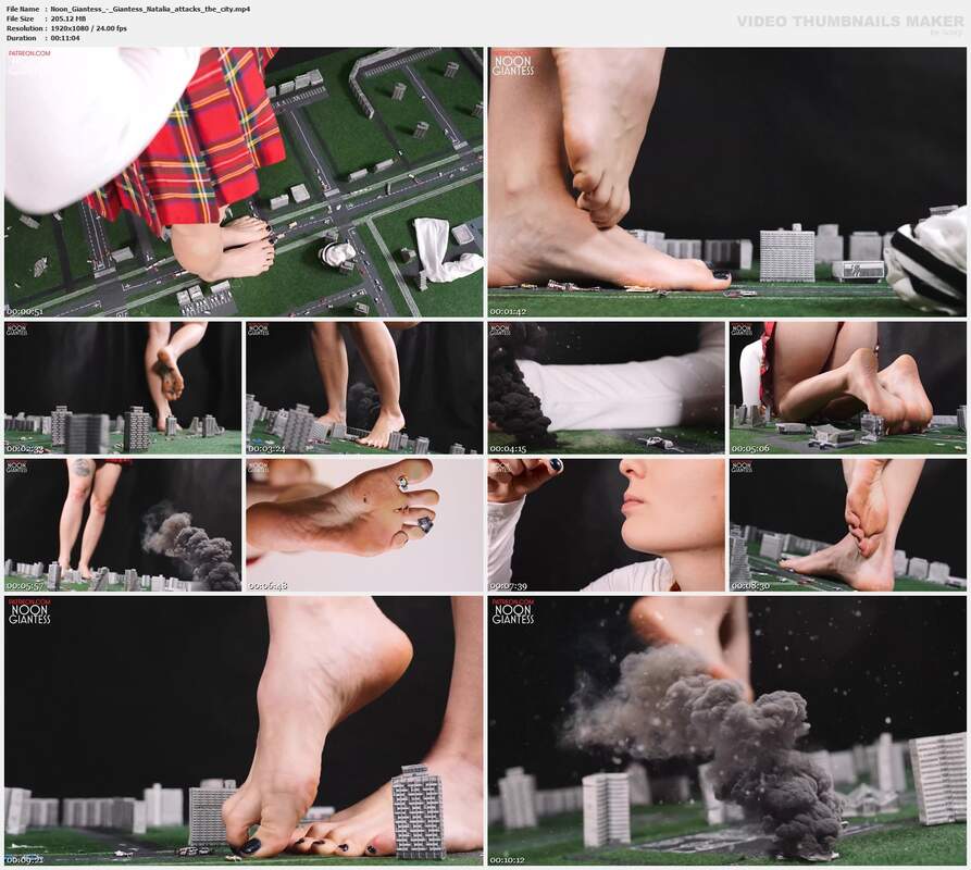 Noon Giantess - Giantess Natalia attacks the city