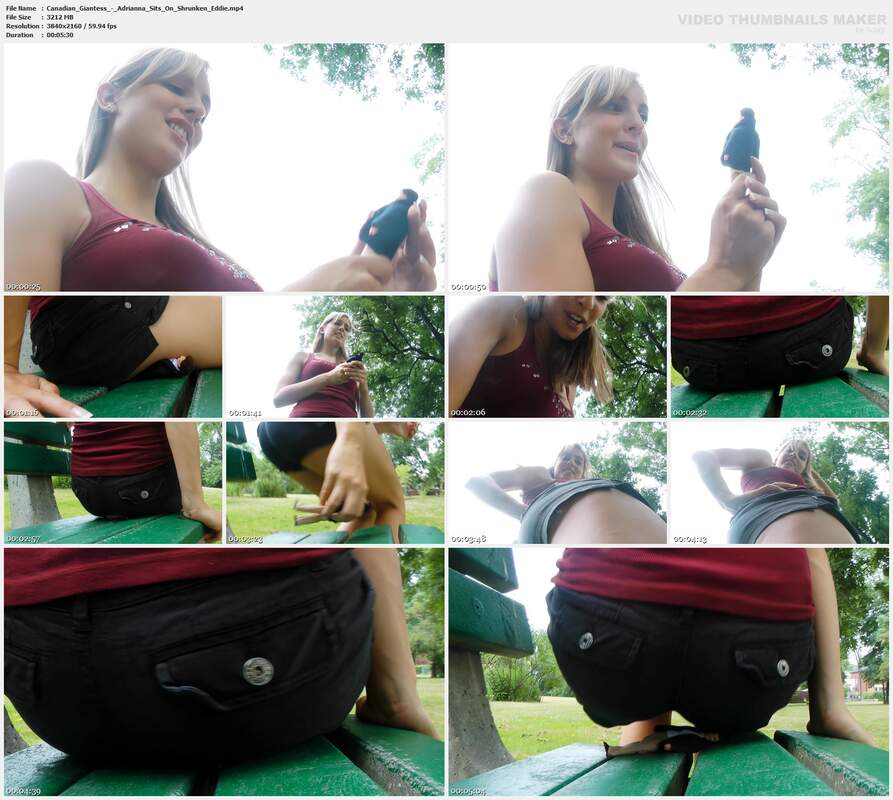 Canadian Giantess - Adrianna Sits On Shrunken Eddie