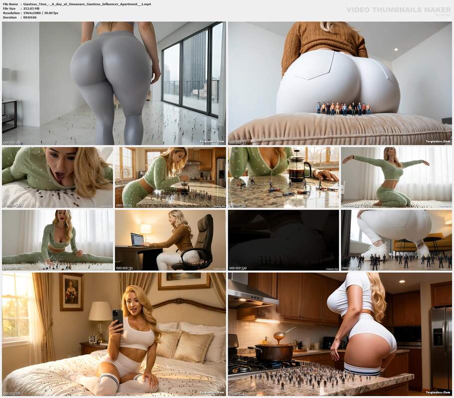 Giantess Time - A day at Unnaware Giantess Influencer Apartment  1