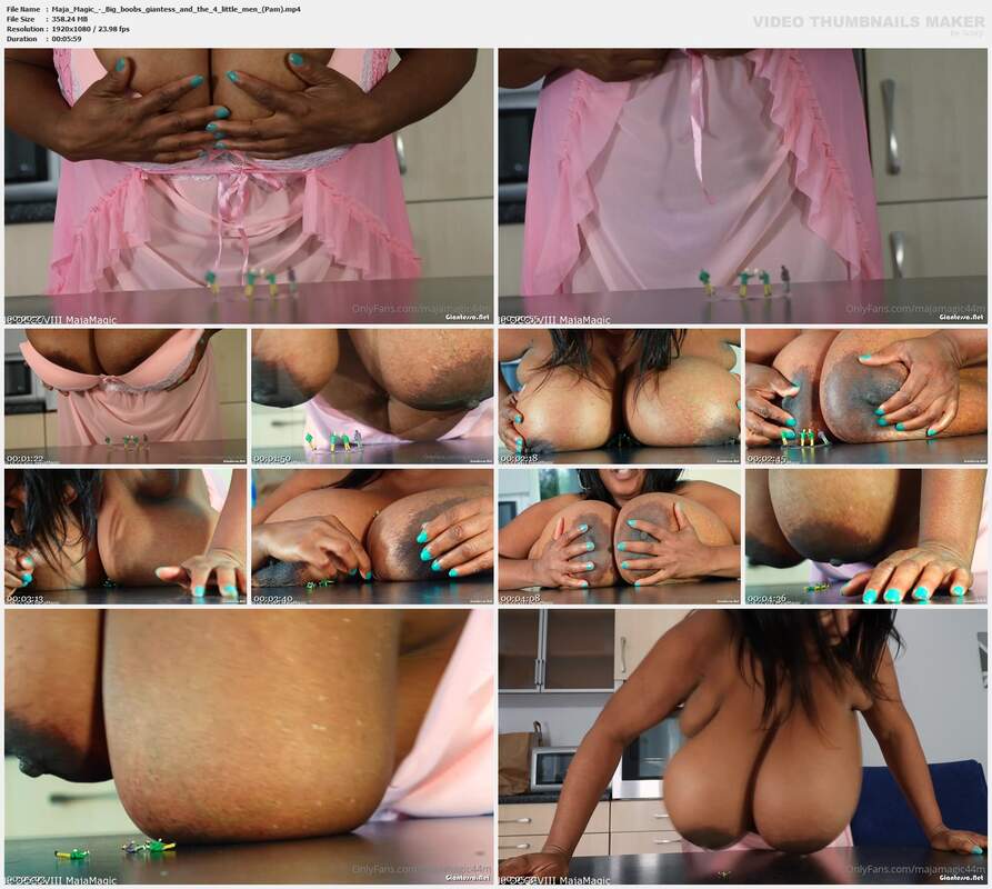 Maja Magic - Big boobs giantess and the 4 little men Pam