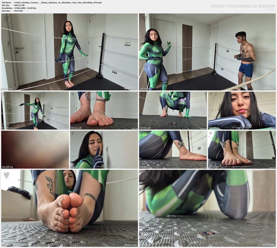Fetish Machine Femme - Shego Giantess Vs Shrunken Tiny Man Wrestling SFX