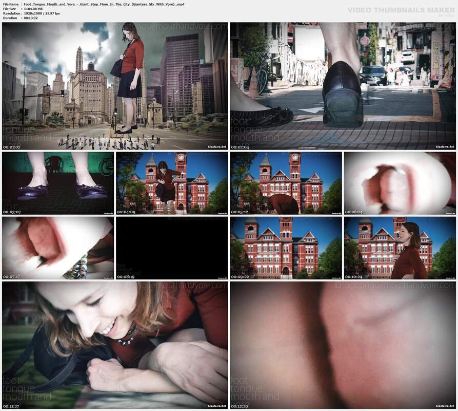 Foot Tongue Mouth and Vore - Giant Step Mom In The City Giantess Sfx With Vore