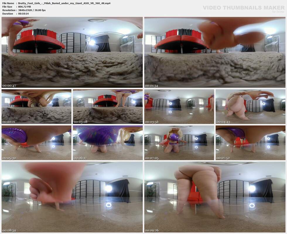Bratty Foot Girls - Milah Buried under my Giant ASS! VR 360 4K