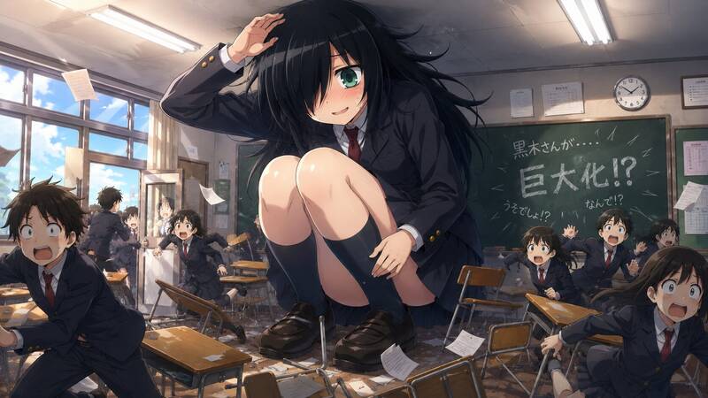 AI Generated – Giantess Tomoko Kuroki Daydream – AI-Generated Adult Art
