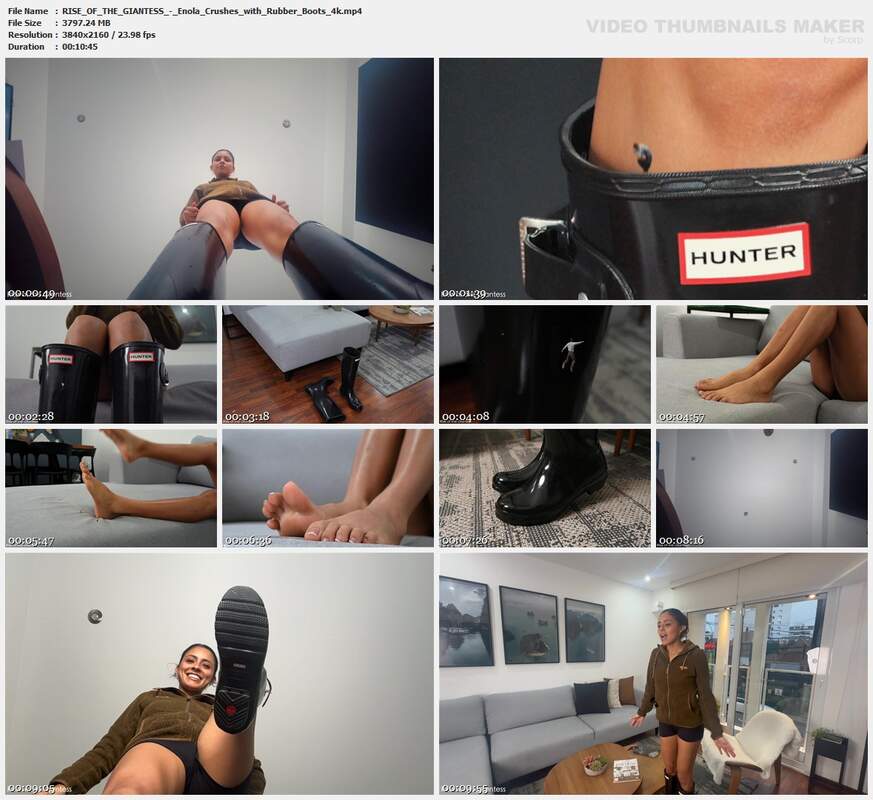 RISE OF THE GIANTESS - Enola Crushes with Rubber Boots 4k